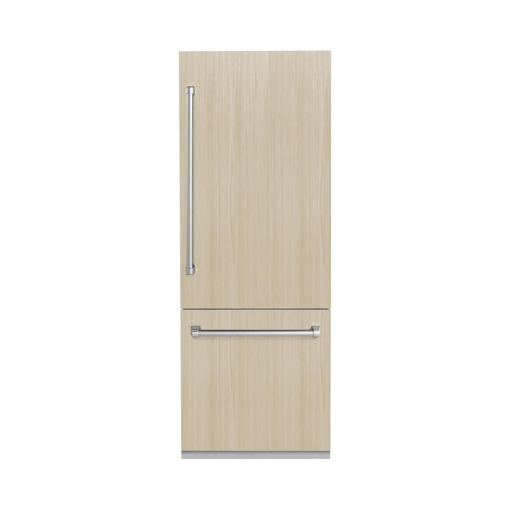 ZLINE 30 in. 16.1 cu. ft. Panel Ready Built-In Bottom Freezer Refrigerator With Water Dispenser And Ice Maker With Graphite Gray Interior (Grbiv-30) - View 3 | Fridge.com
