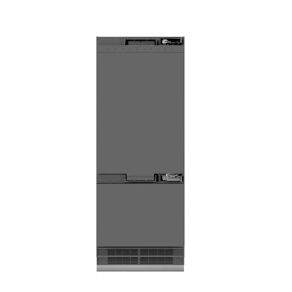ZLINE 30 in. 16.1 cu. ft. Panel Ready Built-In Bottom Freezer Refrigerator With Water Dispenser And Ice Maker With Graphite Gray Interior (Grbiv-30) - View 5 | Fridge.com