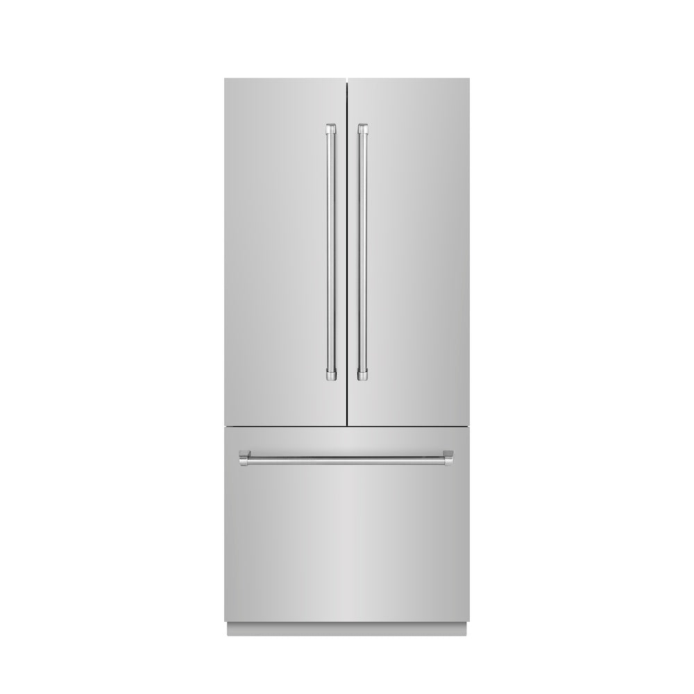 ZLINE 36 in. 19.6 cu. ft. French Door Built-In Bottom Freezer Refrigerator With Water Dispenser And Ice Maker In With Graphite Gray Interior - View 3 | Fridge.com