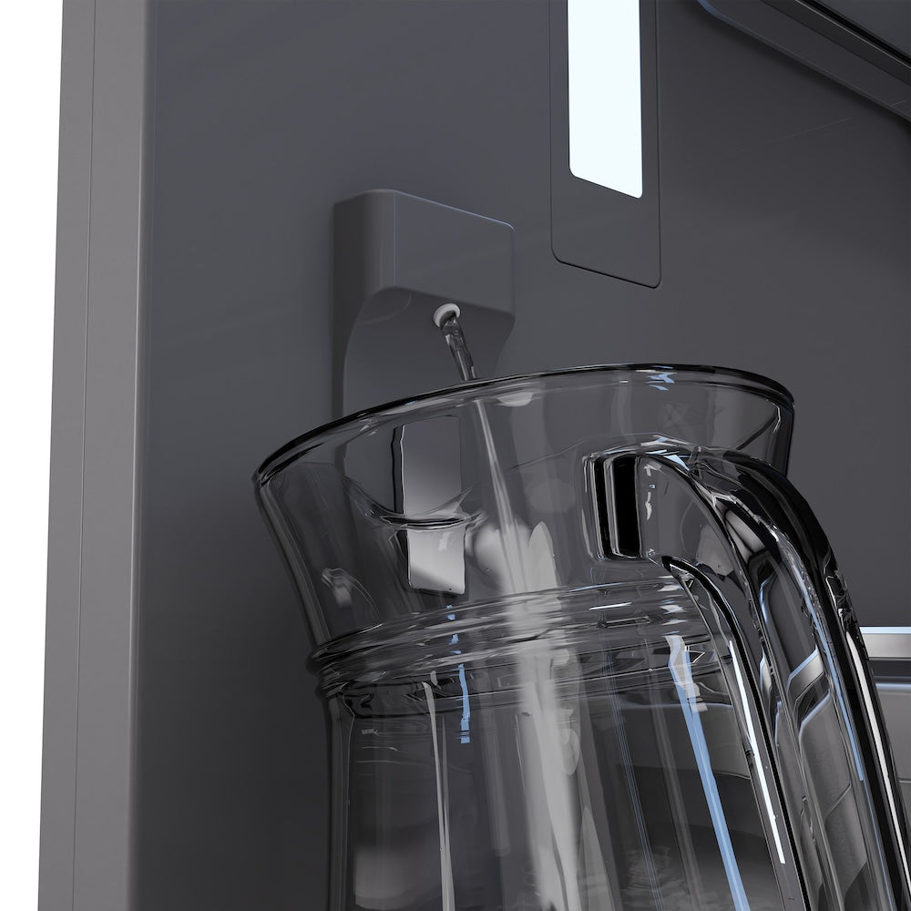 ZLINE 36 in. 19.6 cu. ft. French Door Built-In Bottom Freezer Refrigerator With Water Dispenser And Ice Maker In With Graphite Gray Interior - View 6 | Fridge.com