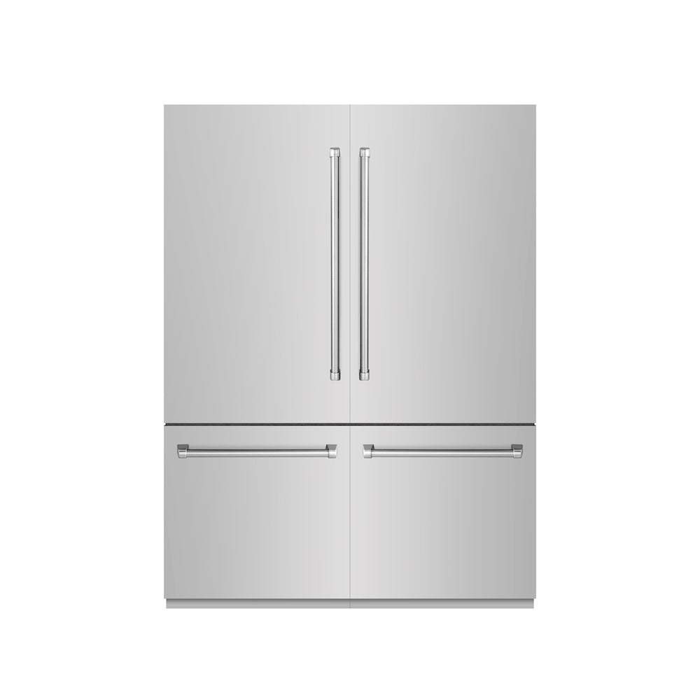 ZLINE 60 in. 32.2 cu. ft. French Door Built-In Bottom Freezer Refrigerator with Water Dispensers and Ice Makers with Graphite Gray Interior | Fridge.com