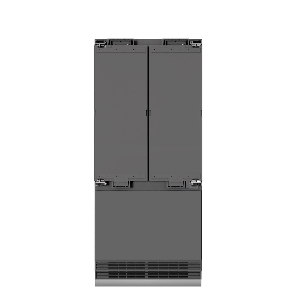 ZLINE 36 in. 19.6 cu. ft. Panel Ready French Door Built-In Bottom Freezer Refrigerator With Water Dispenser And Ice Maker With Graphite Gray Interior - View 5 | Fridge.com