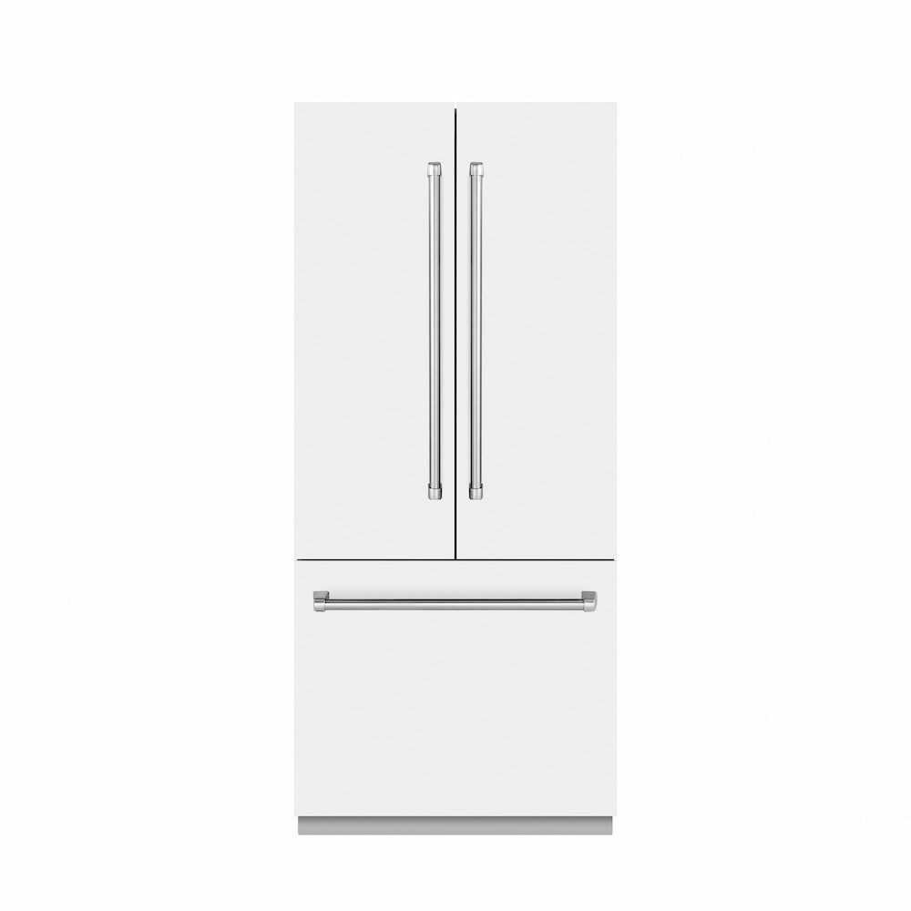 ZLINE 36 in. 19.6 cu. ft. French Door Built-In Bottom Freezer Refrigerator With Water Dispenser And Ice Maker In With Graphite Gray Interior - View 3 | Fridge.com
