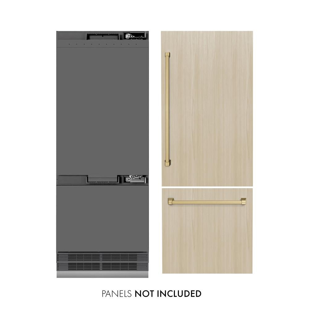 ZLINE Autograph Edition 30 in. 16.1 cu. ft. Panel Ready Built-In Bottom Freezer Refrigerator with Water Dispenser and Ice Maker with Graphite Gray Int | Fridge.com