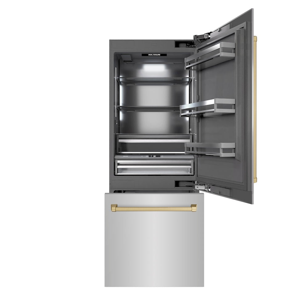 ZLINE 30 Inch autograph 30" Built In Counter Depth Bottom Freezer Refrigerator GRBIVZ30430CB | Fridge.com