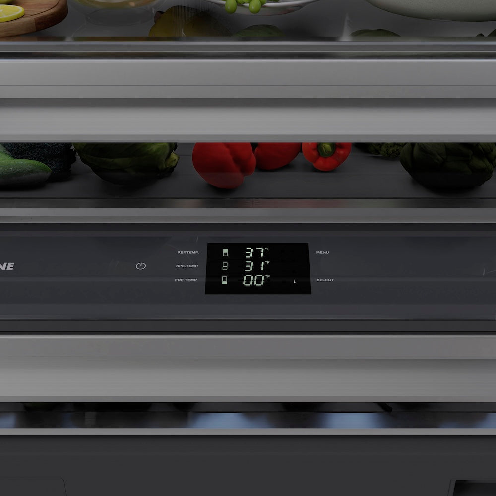 ZLINE Autograph Edition 30 in. 16.1 cu. ft. Built-In Bottom Freezer Refrigerator With Water Dispenser And Ice Maker In Black Stainless Steel With Grap - View 6 | Fridge.com