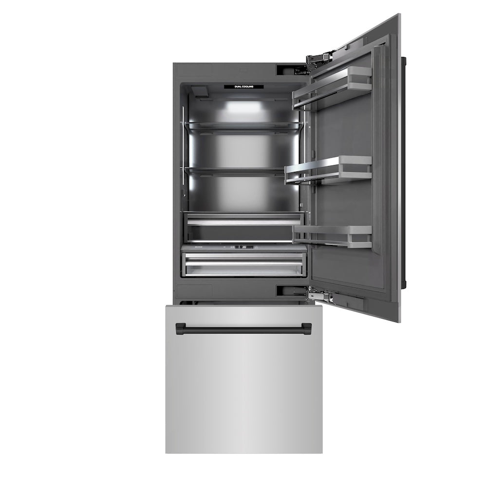 ZLINE 30 Inch autograph 30" Built In Counter Depth Bottom Freezer Refrigerator GRBIVZ30430MB | Fridge.com