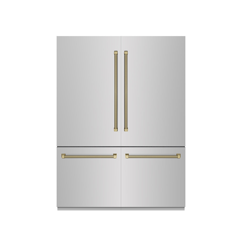 ZLINE Autograph 60 in. 32.2 cu. ft. French Door Built-In Bottom Freezer Refrigerator with Water Dispenser and Ice Maker in Stainless Steel with Graphi — FIN-0016544 | Fridge.com