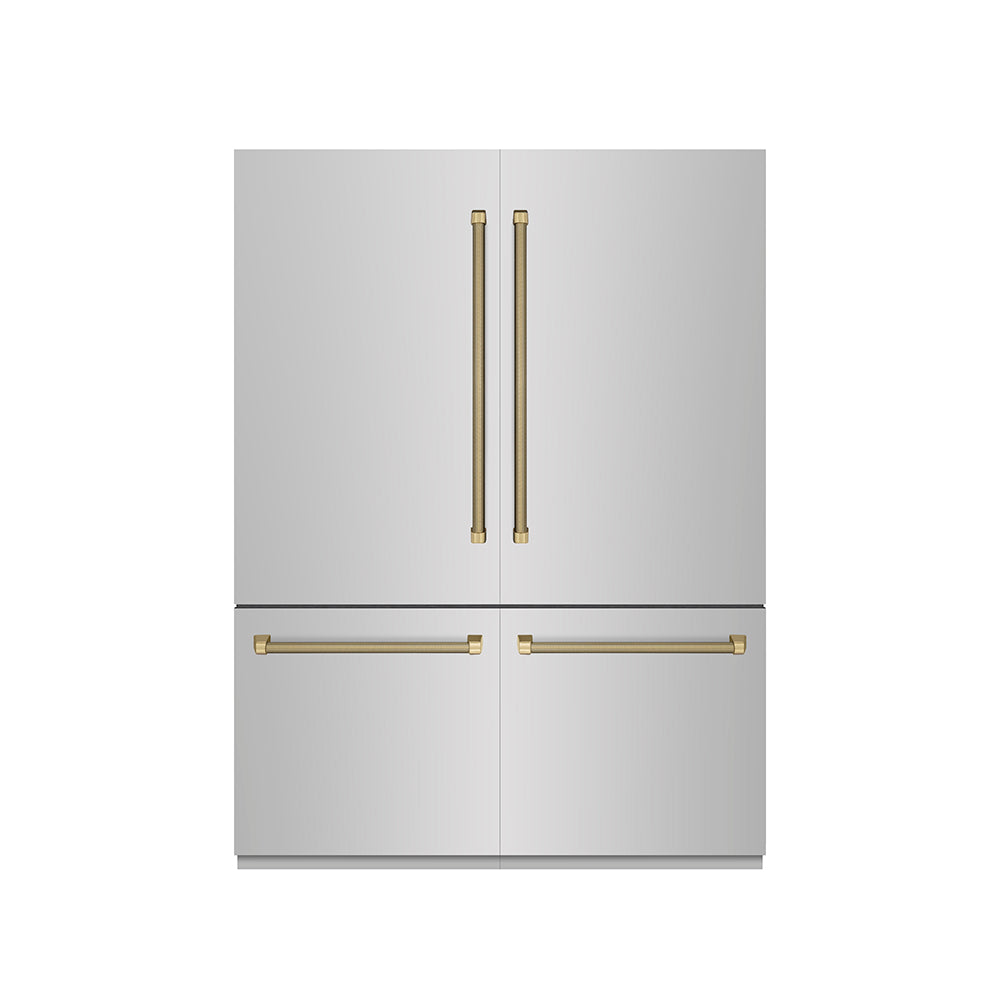 ZLINE Autograph 60 in. 32.2 cu. ft. French Door Built-In Bottom Freezer Refrigerator With Water Dispenser And Ice Maker In Stainless Steel With Graphi - View 4 | Fridge.com