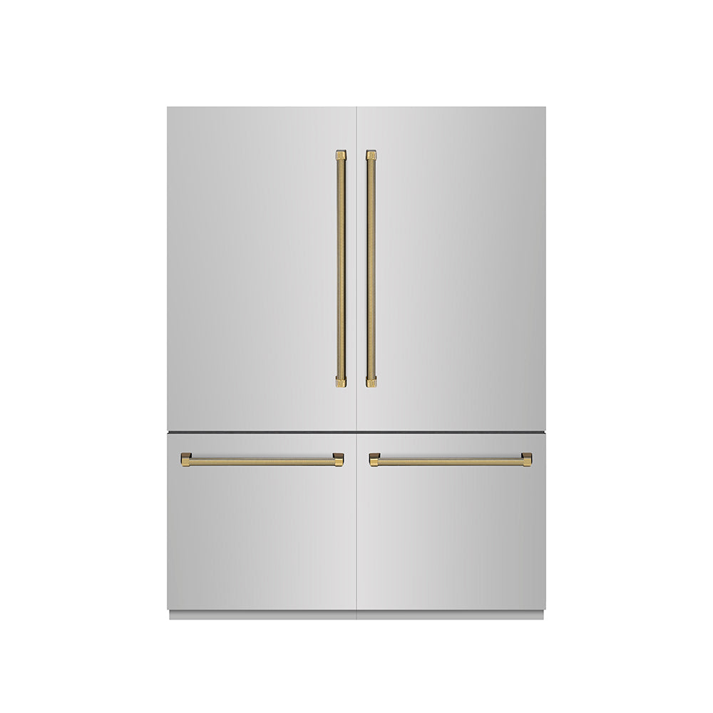 ZLINE Autograph 60 in. Built-In Refrigerator W/ Gray Interior And Polished Gold Helix Handles - View 4 | Fridge.com