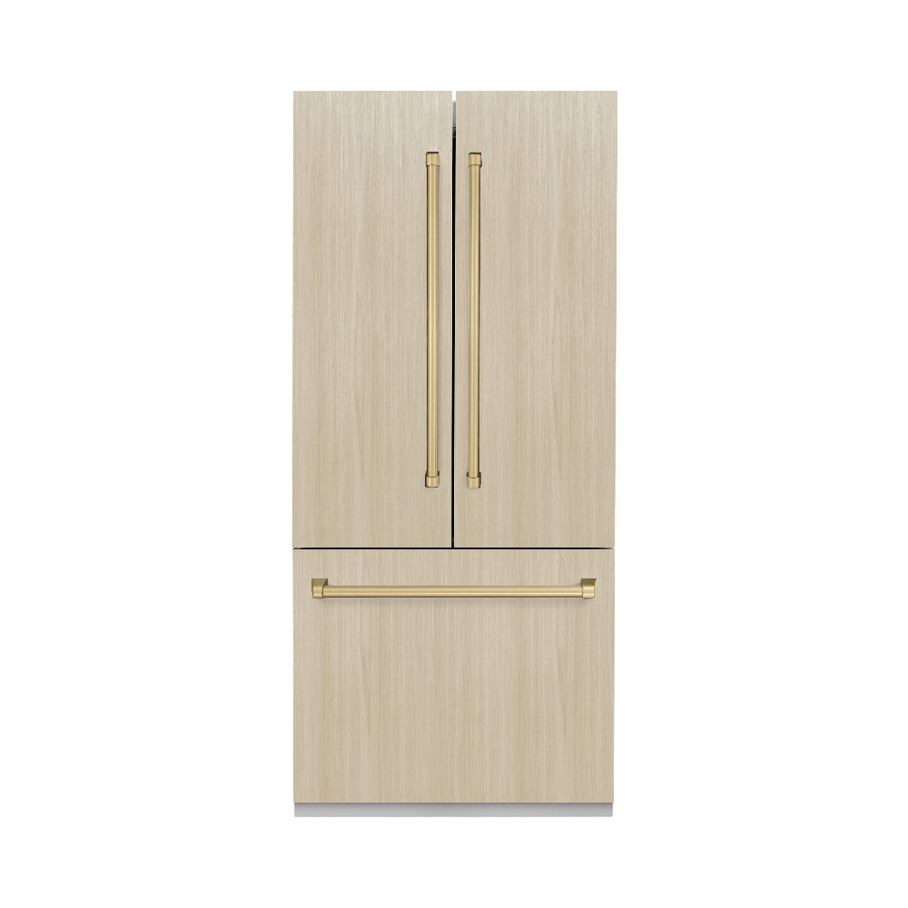 ZLINE Autograph Edition 36 in. 19.6 cu. ft. Panel Ready French Door Built-In Bottom Freezer Refrigerator With Water Dispenser And Ice Maker With Graph - View 6 | Fridge.com