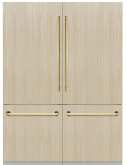 ZLINE Autograph Edition 60 in. 32.2 cu. ft. Panel Ready French Door Built-In Bottom Freezer Refrigerator with Water Dispenser and Ice Maker with Graph | Fridge.com