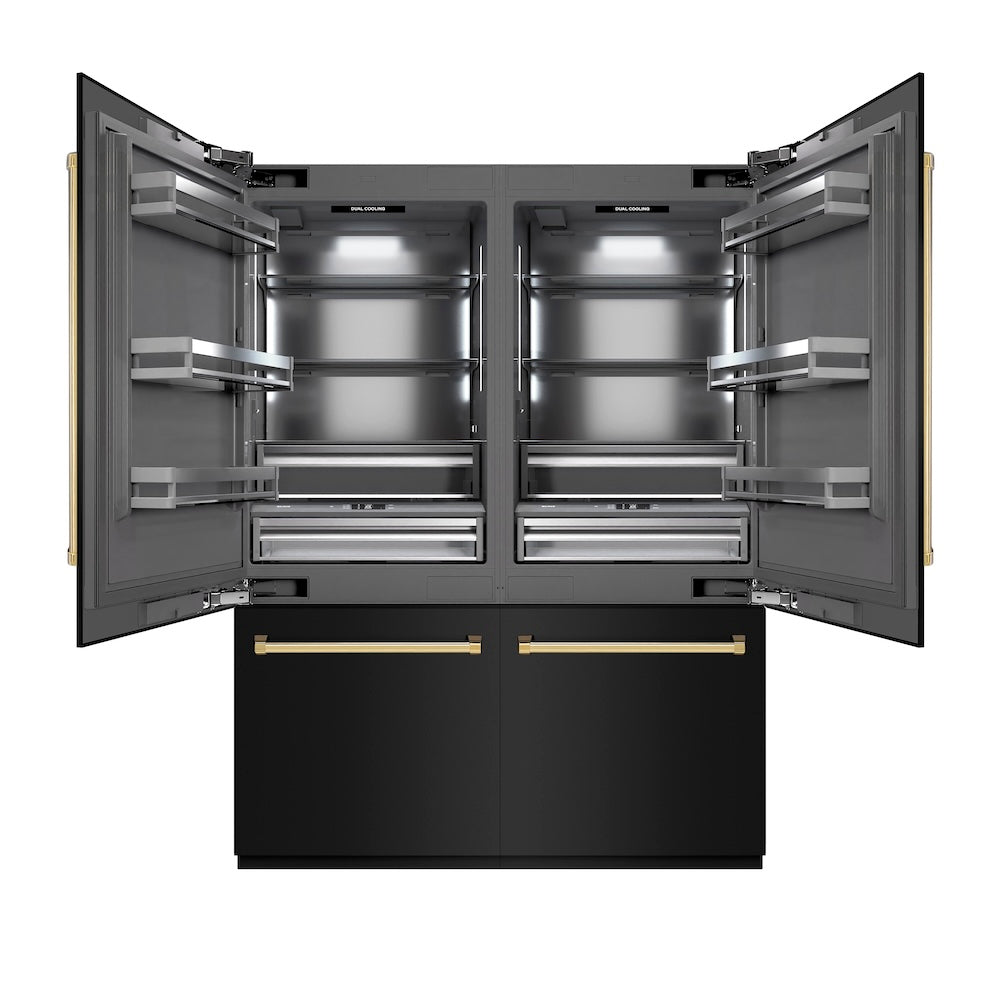 ZLINE 60 Inch Autograph 60" Built In Counter Depth French Door Refrigerator GRBIVZBS60G - View 4 | Fridge.com
