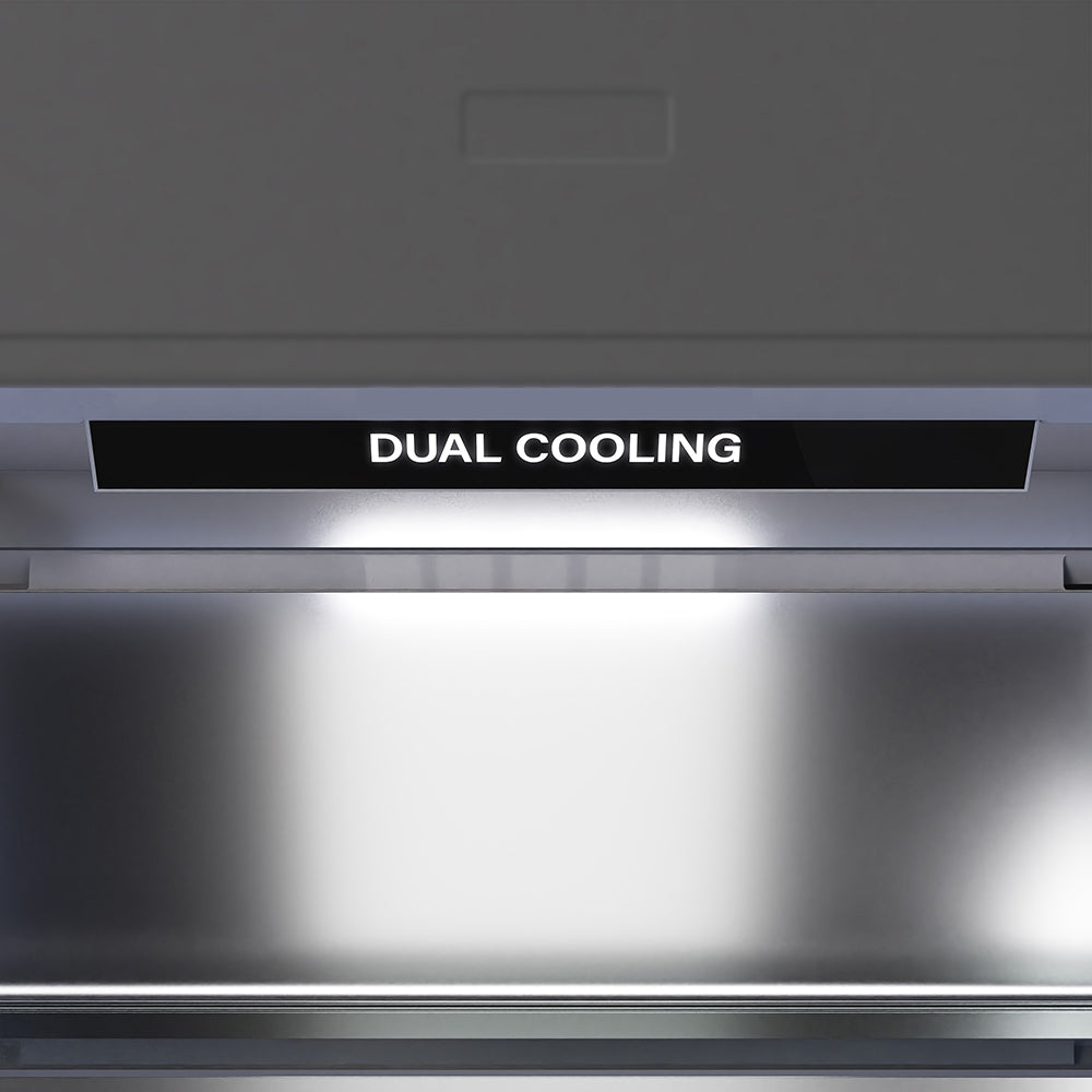 ZLINE Autograph 30 in. Black Steel Built-In Refrigerator W/ Gray Interior And Gold Helix Handles - View 6 | Fridge.com