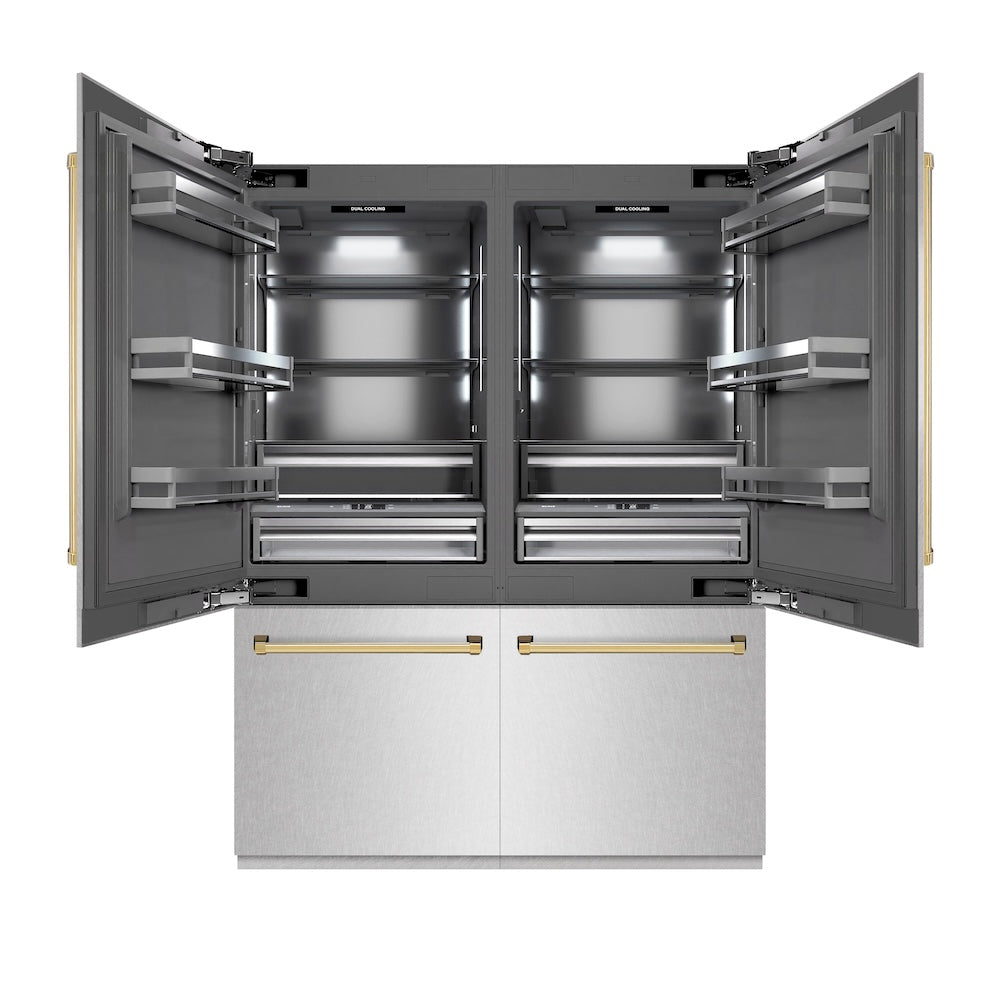 ZLINE 60 Inch Autograph 60" Built In Counter Depth French Door Refrigerator GRBIVZSN60G - View 4 | Fridge.com