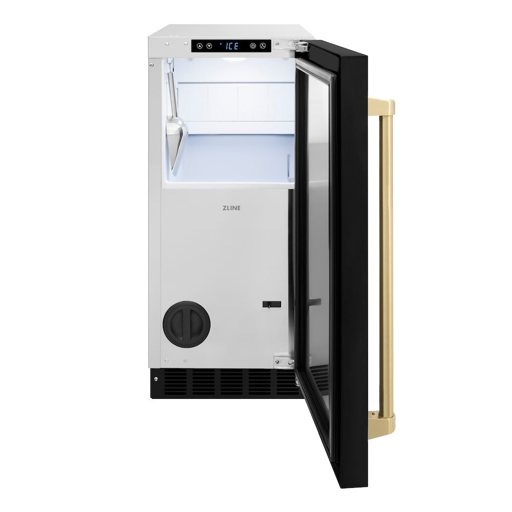 ZLINE Autograph Edition 15 in. Touchstone Gourmet Ice Maker With Drain Pump And Door With Handle - View 4 | Fridge.com