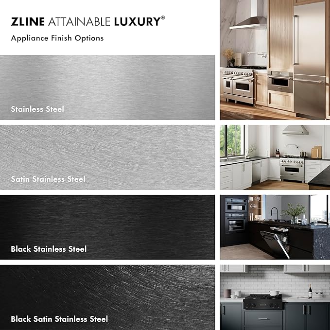 ZLINE Autograph Edition 36 in. 22.5 cu. ft. Counter-Depth French Door Refrigerator With Ice Maker In Fingerprint-Resistant Stainless Steel With Champagne Bronze Traditional Handles (Rfmz-36-Cb) - View 4 | Fridge.com