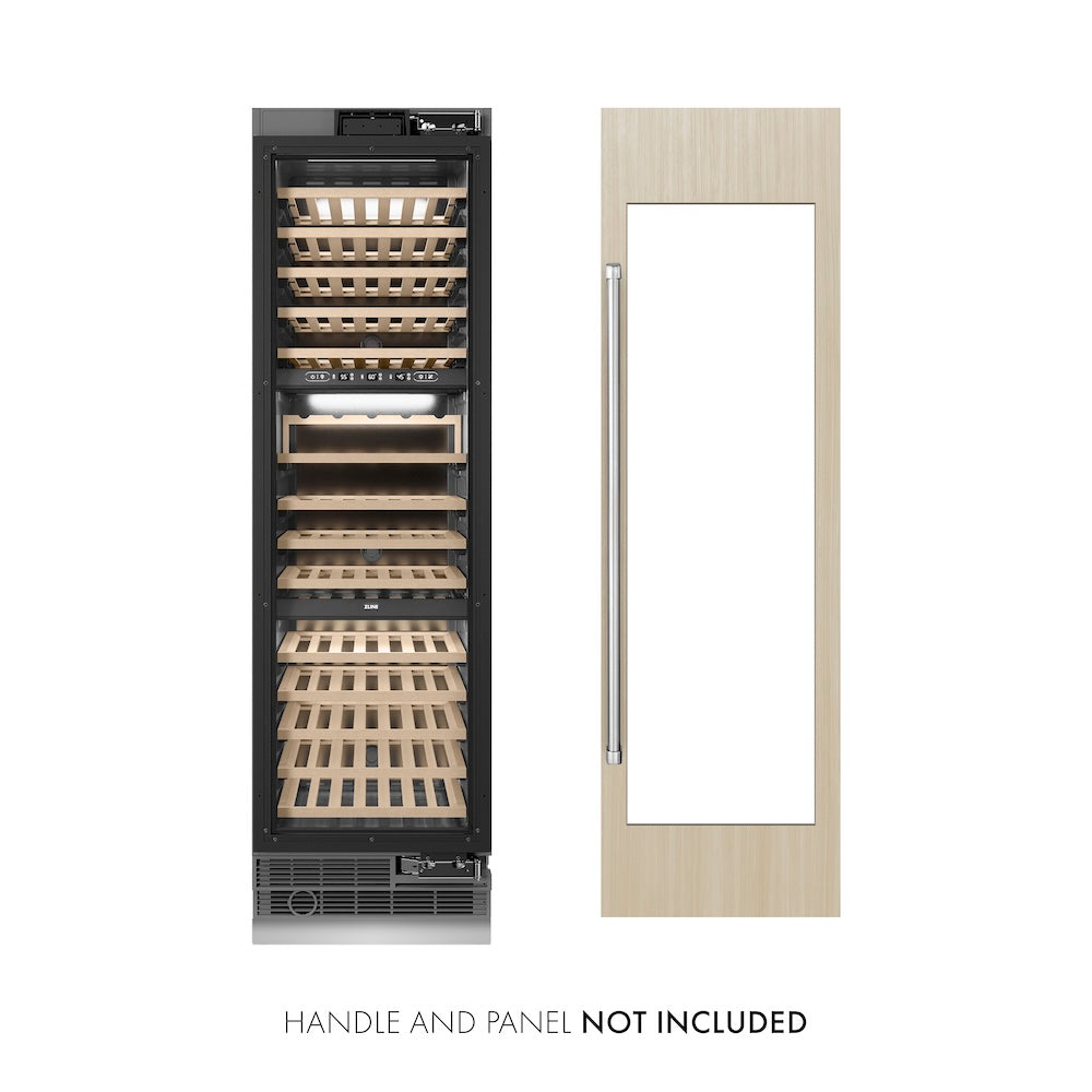 ZLINE 24 in. 12.4 cu. ft. Triple Zone 100 Bottle Column Wine Cooler Accents - View 2 | Fridge.com