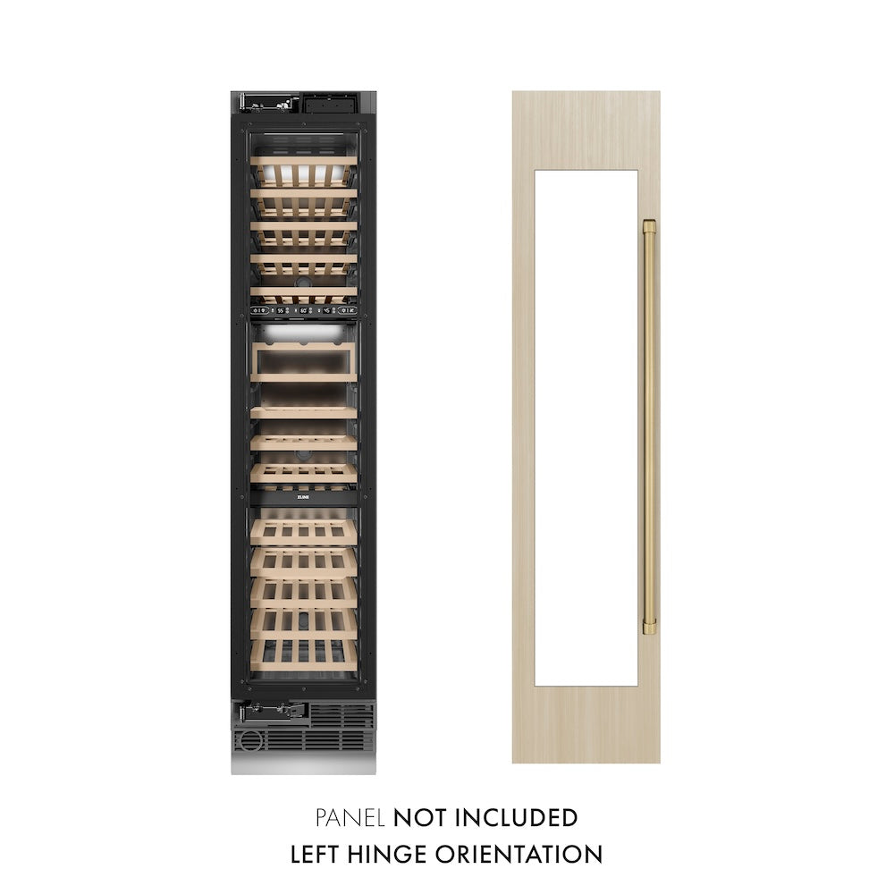 ZLINE Autograph 18 in. 9.0 cu. ft. Triple Zone 68 Bottle Panel Ready Hinge Column Wine Cooler With Accents - View 2 | Fridge.com