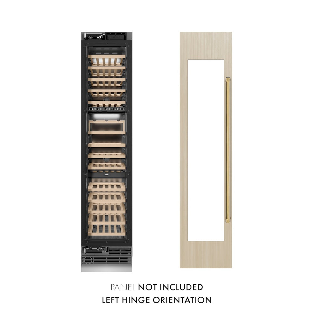 ZLINE Autograph 18 in. 9.0 cu. ft. Triple Zone 68 Bottle Panel Ready Hinge Column Wine Cooler With Accents - View 2 | Fridge.com