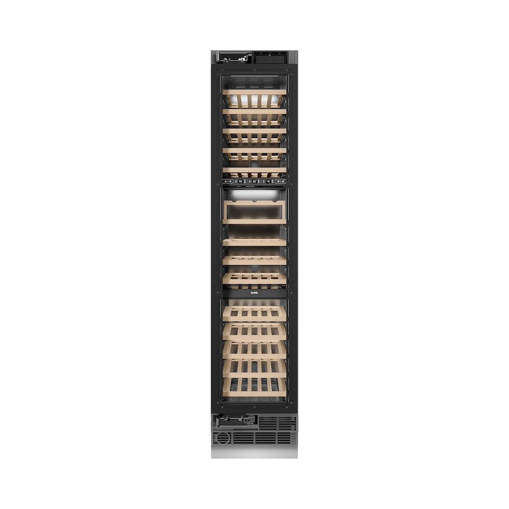 ZLINE Autograph 18 in. 9.0 cu. ft. Triple Zone 68 Bottle Panel Ready Hinge Column Wine Cooler With Accents - View 3 | Fridge.com