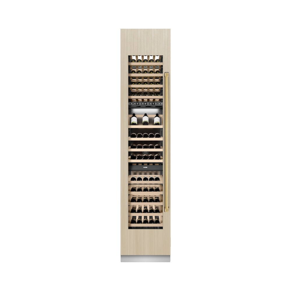 ZLINE Autograph 18 in. 9.0 cu. ft. Triple Zone 68 Bottle Panel Ready Hinge Column Wine Cooler With Accents - View 6 | Fridge.com