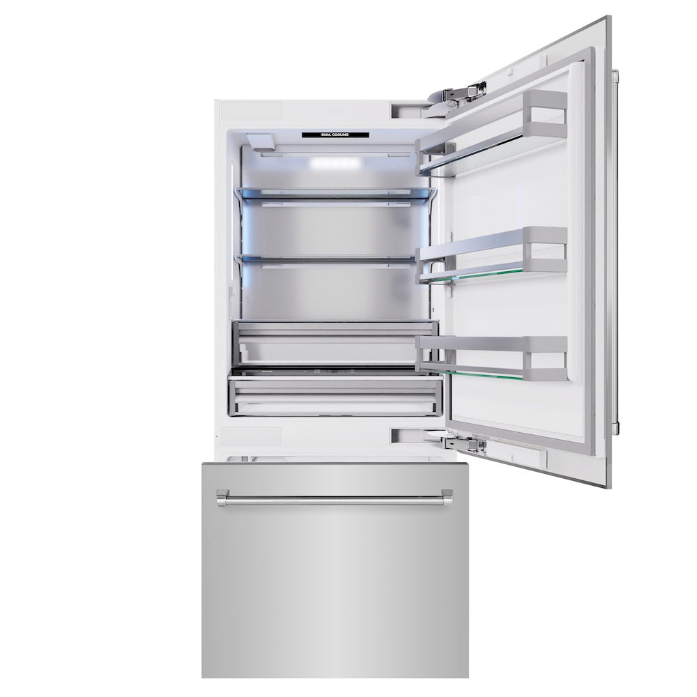 ZLINE 36 in. 19.8 cu. ft. Built-In Bottom Freezer Refrigerator With Water Dispenser And Ice Maker - View 4 | Fridge.com