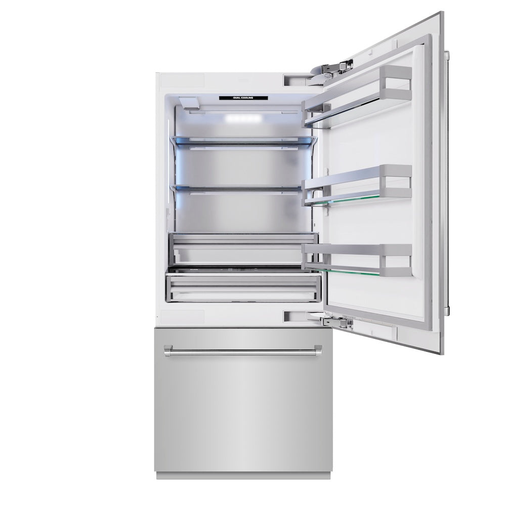 ZLINE 36 in. 19.8 cu. ft. Built-In Bottom Freezer Refrigerator With Water Dispenser And Ice Maker - View 5 | Fridge.com
