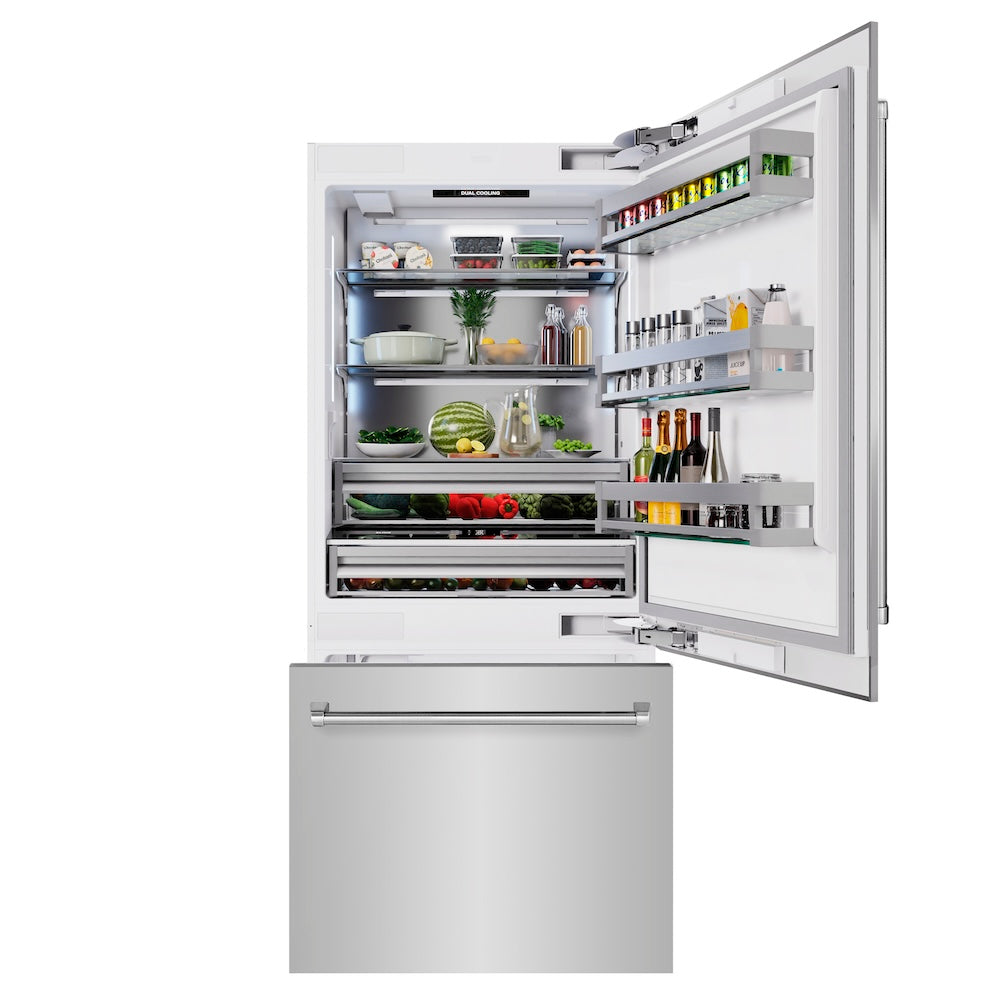 ZLINE 36 in. 19.8 cu. ft. Built-In Bottom Freezer Refrigerator With Water Dispenser And Ice Maker - View 6 | Fridge.com