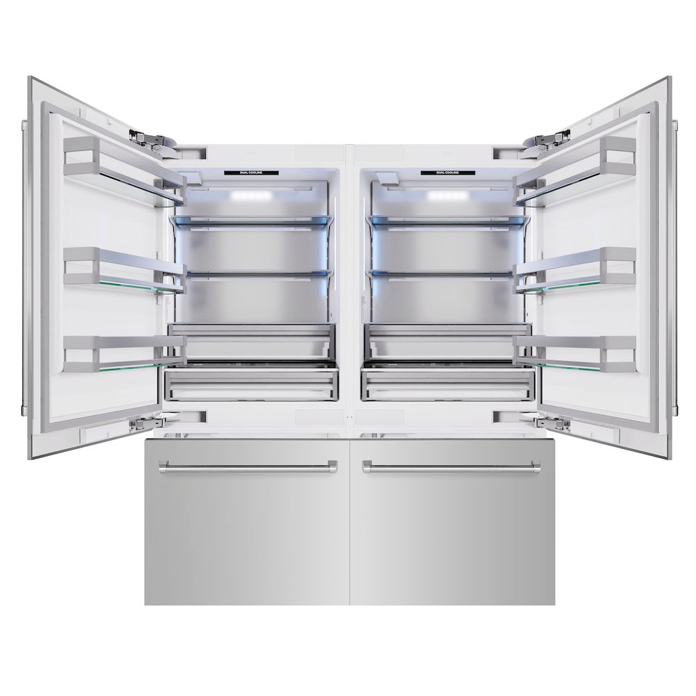 ZLINE 72 in. 39.6 cu. ft. French Door Built-In Bottom Freezer Refrigerator With Water Dispensers And Ice Makers - View 3 | Fridge.com