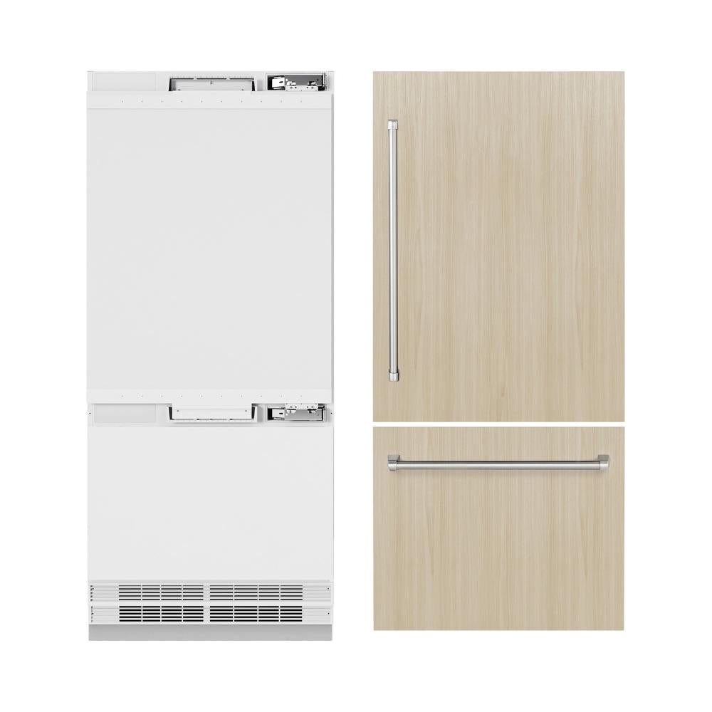 ZLINE 36 in. 19.8 cu. ft. Panel Ready Built-In Bottom Freezer Refrigerator With Water Dispenser And Ice Maker (Rbit-36) - View 3 | Fridge.com