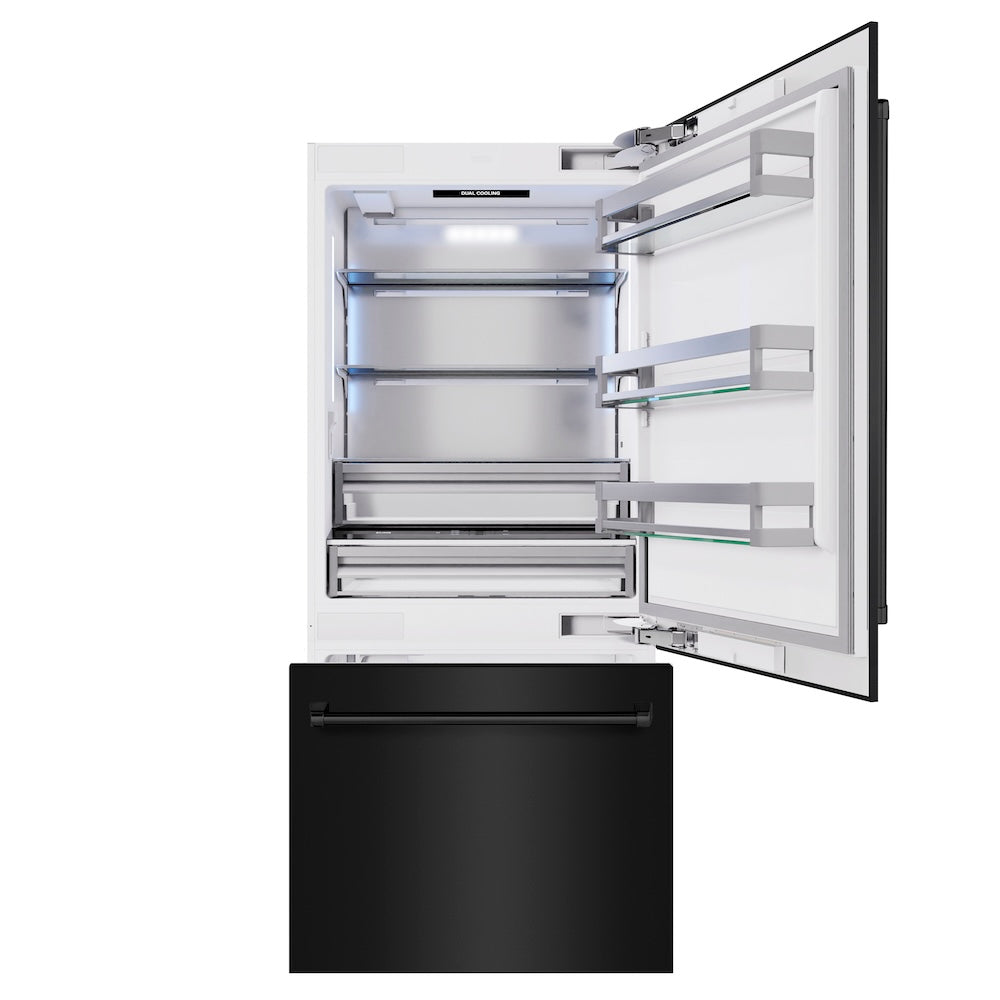 ZLINE 36 Inch Built In Counter Depth Bottom Freezer Refrigerator RBITBS36 - View 3 | Fridge.com