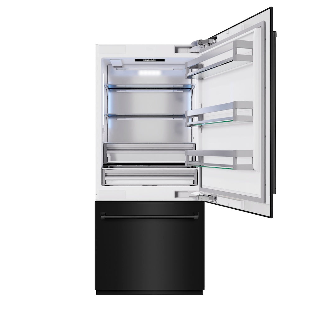 ZLINE 36 Inch Built In Counter Depth Bottom Freezer Refrigerator RBITBS36 - View 4 | Fridge.com
