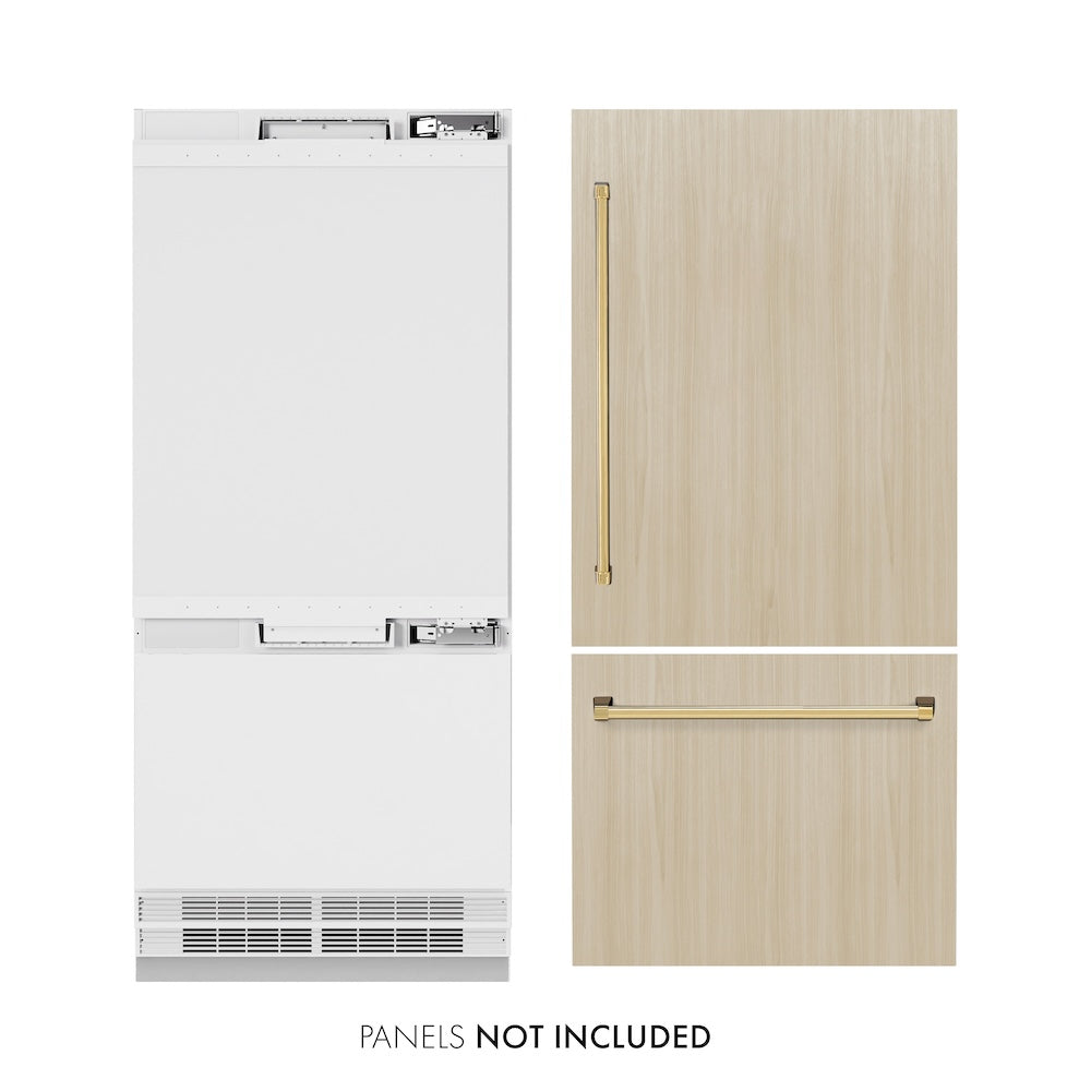ZLINE 36 Inch autograph 36" Built In Counter Depth Bottom Freezer Refrigerator RBITZ36G | Fridge.com
