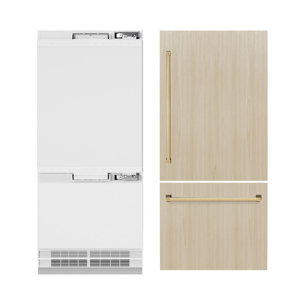 ZLINE 36 Inch Autograph 36" Built In Counter Depth Bottom Freezer Refrigerator RBITZ36G - View 4 | Fridge.com