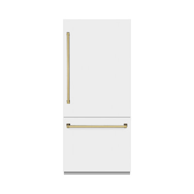ZLINE Autograph Edition 36 in. 19.8 cu. ft. Built-In Bottom Freezer Refrigerator With Water Dispenser And Ice Maker In Stainless Steel With Graphite G | Fridge.com