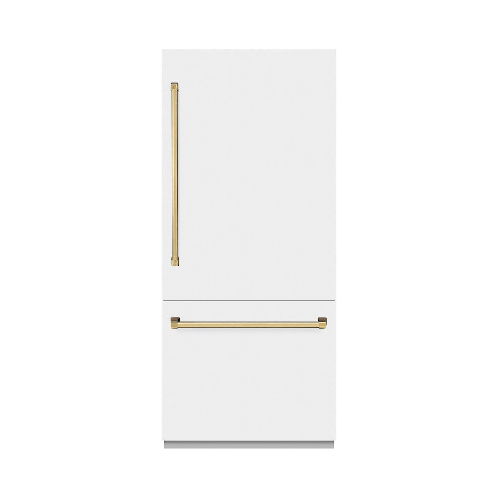 ZLINE Autograph Edition 36 in. 19.8 cu. ft. Built-In Bottom Freezer Refrigerator With Water Dispenser And Ice Maker In Stainless Steel With Graphite - View 2 | Fridge.com