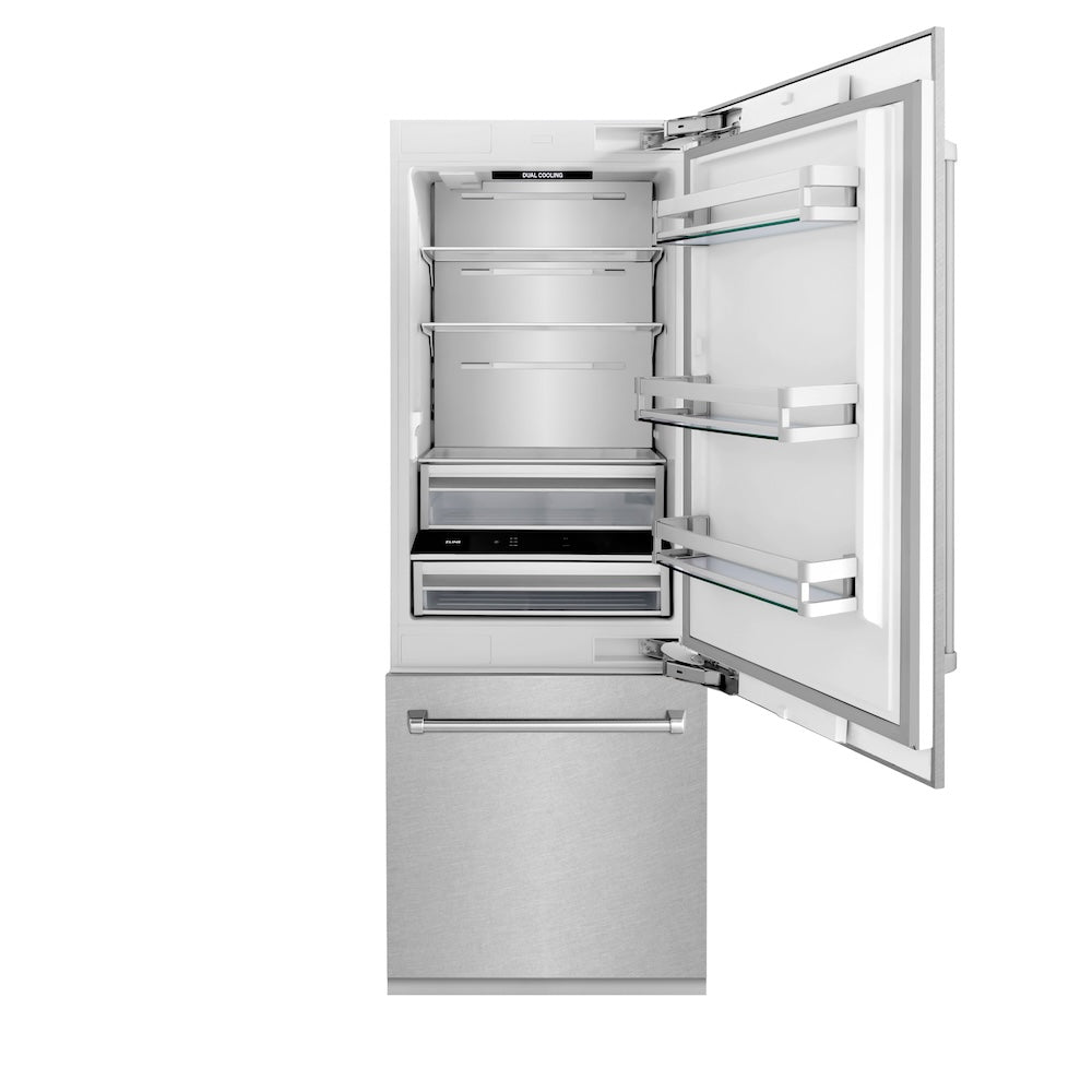 ZLINE 30 Inch Built In Counter Depth Bottom Freezer Refrigerator RBIVSN30 - View 5 | Fridge.com
