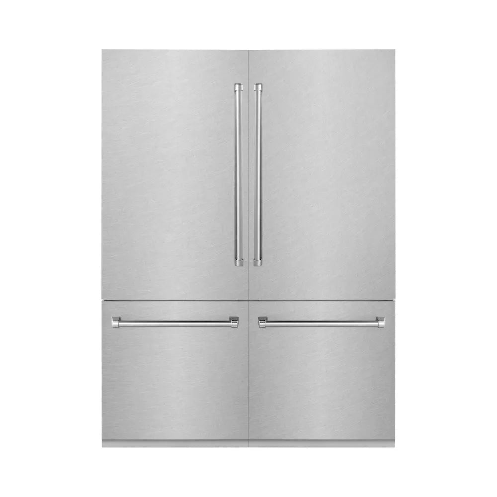 ZLINE 60 in. 32.2 cu. ft. French Door Built-In Bottom Freezer Refrigerator With Water Dispensers And Ice Makers In Satin Stainless Steel (Rbiv-Sn-60) - View 2 | Fridge.com