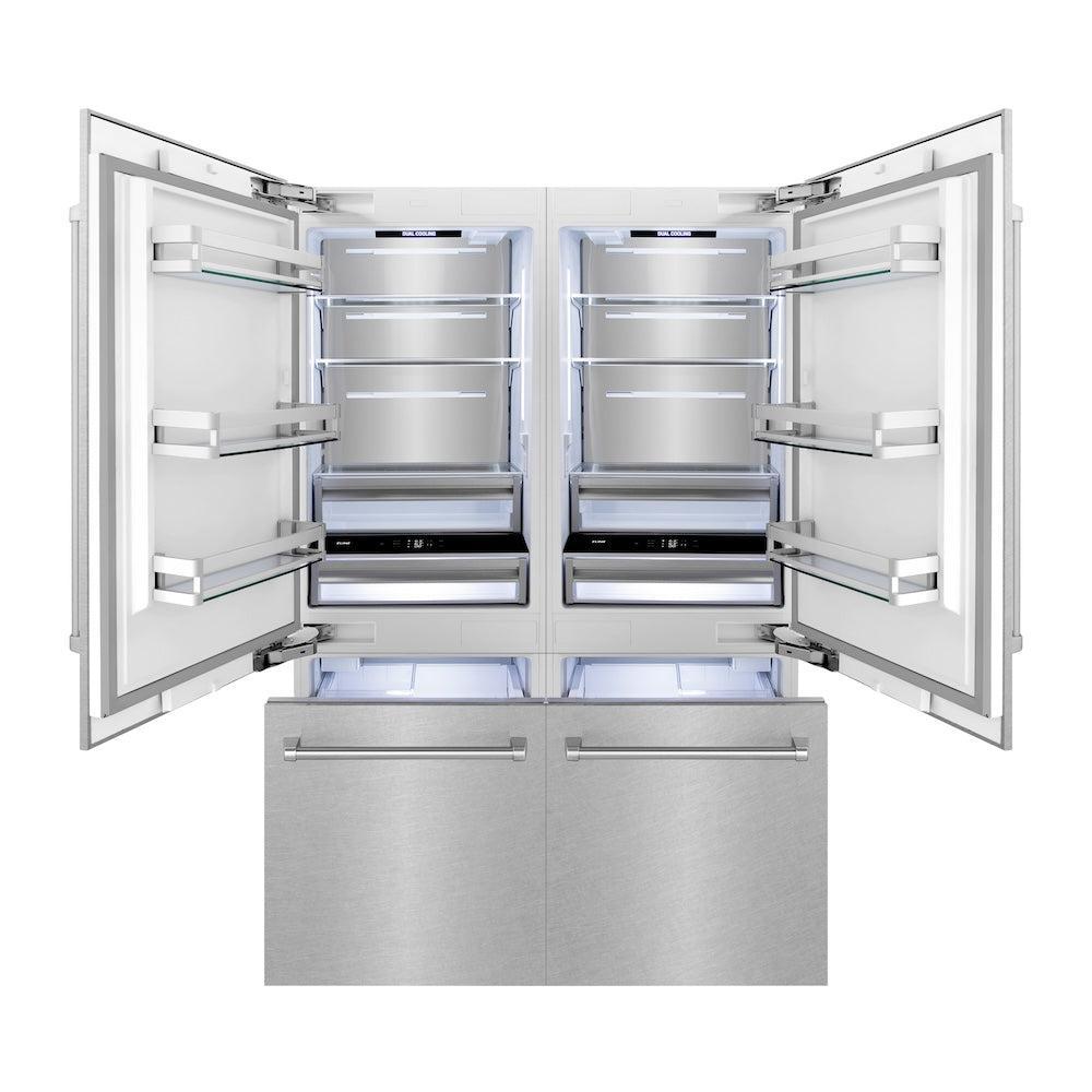 ZLINE 60 in. 32.2 cu. ft. French Door Built-In Bottom Freezer Refrigerator With Water Dispensers And Ice Makers In Satin Stainless Steel (Rbiv-Sn-60) - View 4 | Fridge.com
