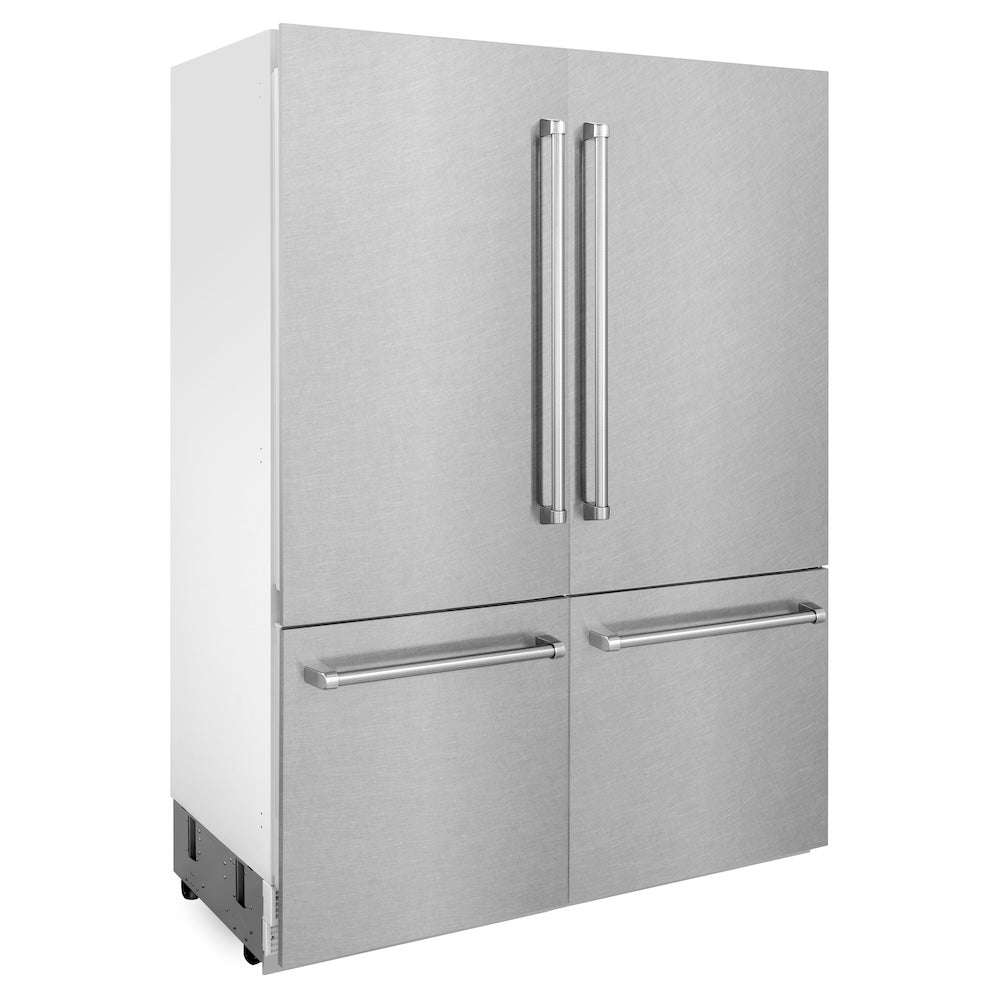 ZLINE 60 in. 32.2 cu. ft. French Door Built-In Bottom Freezer Refrigerator With Water Dispensers And Ice Makers In Satin Stainless Steel (Rbiv-Sn-60) - View 6 | Fridge.com