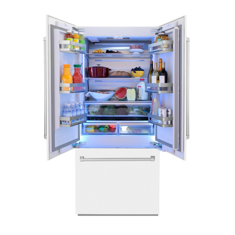 ZLINE 36 in. Panel Ready French Door Built-In Refrigerator W/ Water Dispenser And Ice Maker - View 5 | Fridge.com