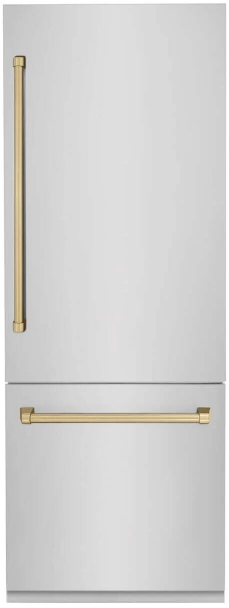 ZLINE Autograph Edition 30 in. 16.1 cu. ft. Built-In Bottom Freezer Refrigerator with Water Dispenser and Ice Maker | Fridge.com