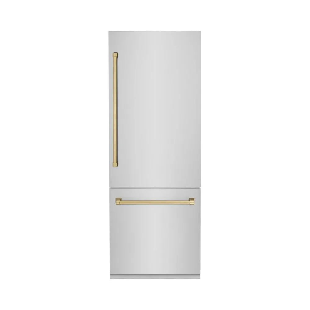ZLINE Autograph Edition 30 in. 16.1 cu. ft. Built-In Bottom Freezer Refrigerator With Water Dispenser And Ice Maker - View 2 | Fridge.com