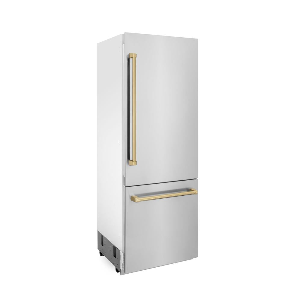 ZLINE Autograph Edition 30 in. 16.1 cu. ft. Built-In Bottom Freezer Refrigerator With Water Dispenser And Ice Maker - View 4 | Fridge.com