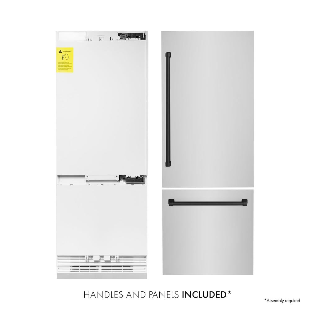 ZLINE 30 Inch Autograph 30" Built In Counter Depth Bottom Freezer Refrigerator RBIVZ30430MB - View 5 | Fridge.com