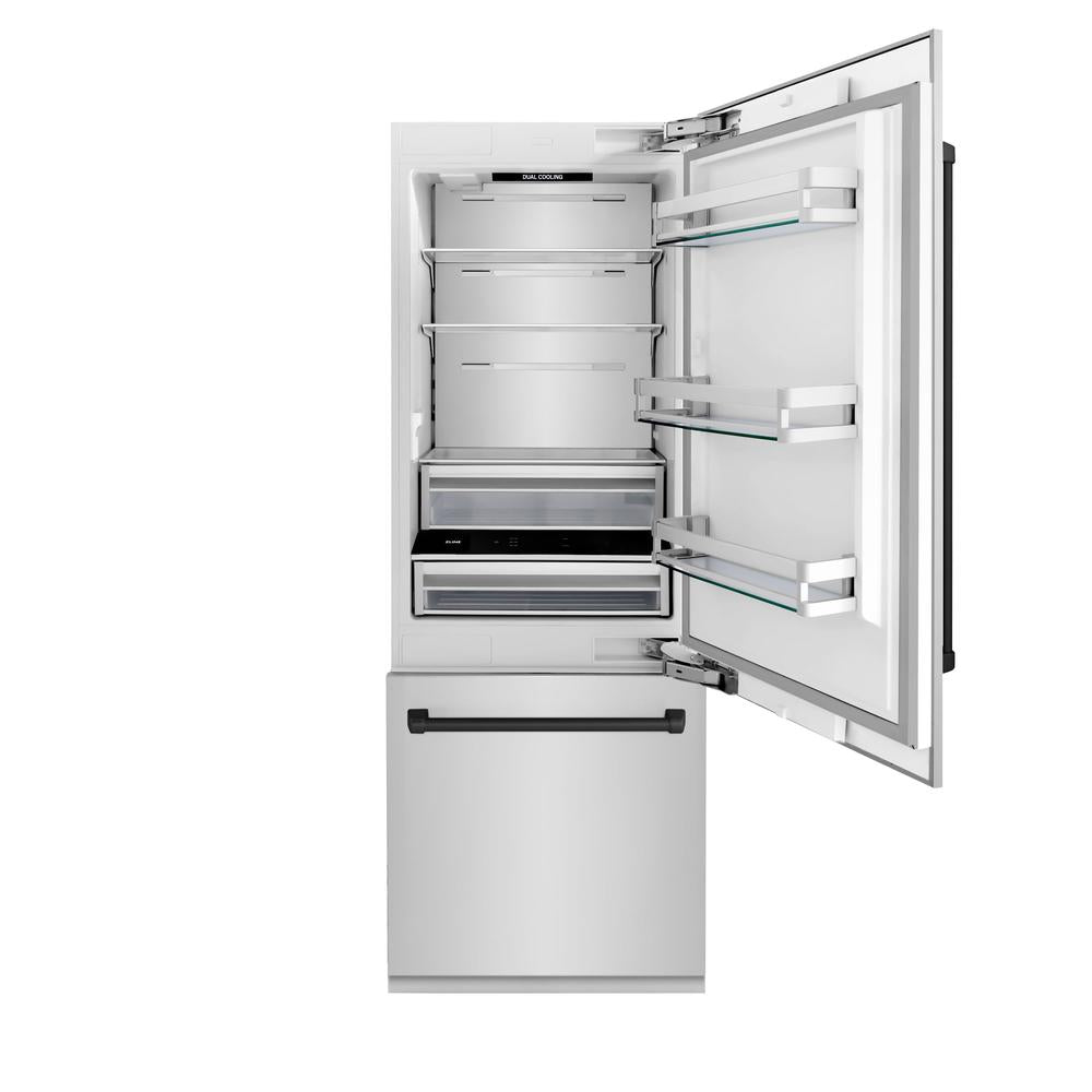 ZLINE 30 Inch Autograph 30" Built In Counter Depth Bottom Freezer Refrigerator RBIVZ30430MB - View 6 | Fridge.com