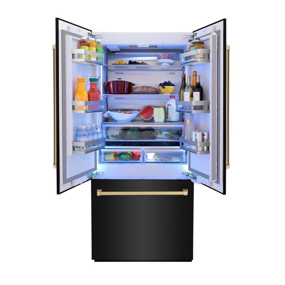 ZLINE 36 Inch Autograph 36" Built In Counter Depth French Door Refrigerator RBIVZBS36CB - View 3 | Fridge.com