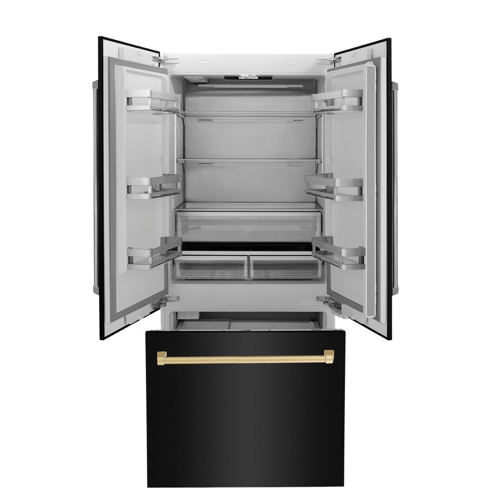 ZLINE 36 Inch Autograph 36" Built In Counter Depth French Door Refrigerator RBIVZBS36G - View 5 | Fridge.com
