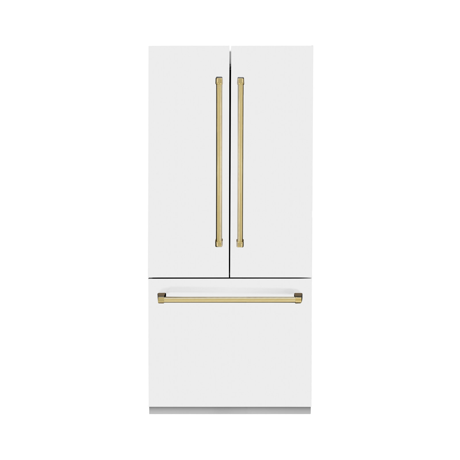 ZLINE Autograph Edition 36 in. 19.6 cu. ft. French Door Built-In Bottom Freezer Refrigerator with Water Dispenser and Ice Maker in White Matte | Fridge.com